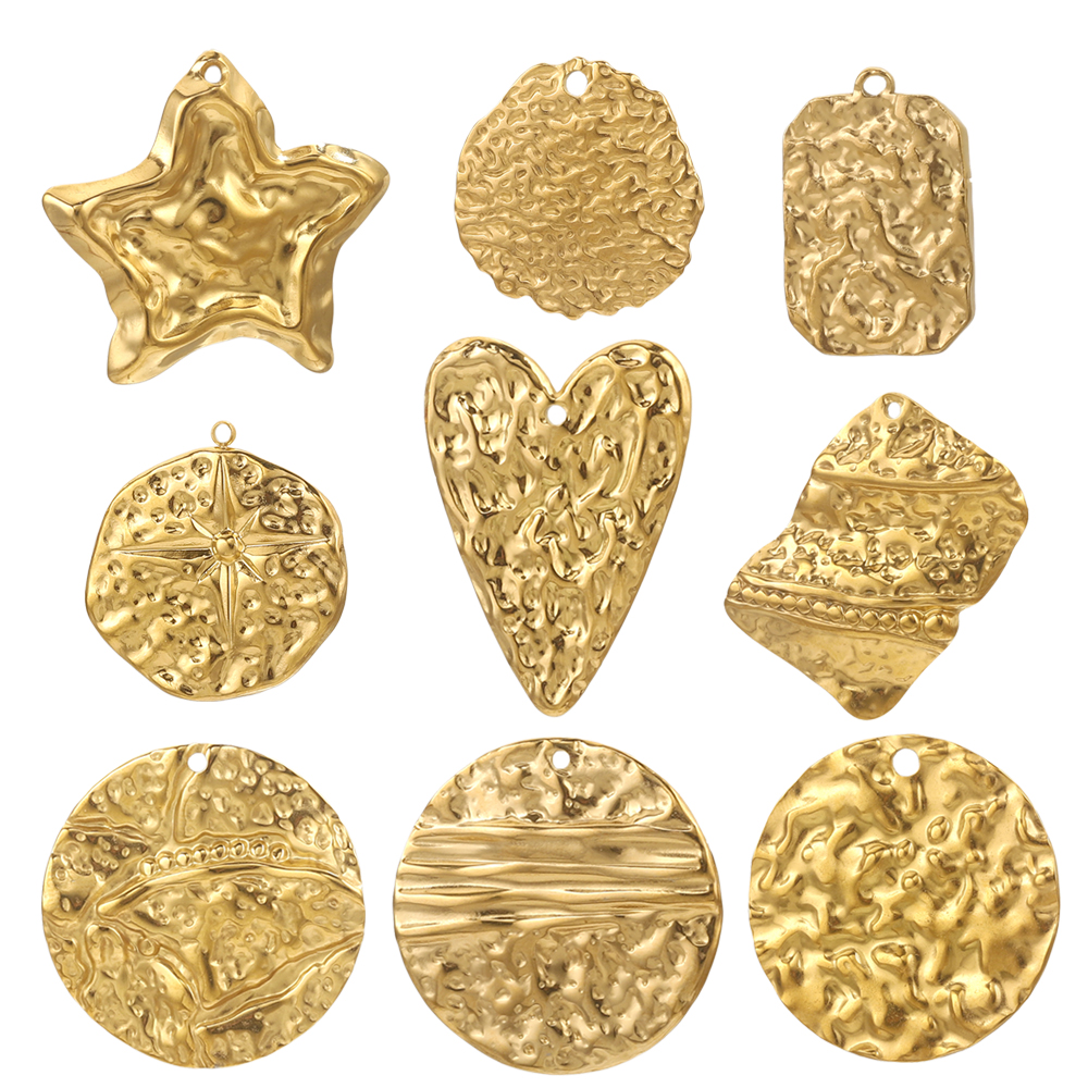Drop Earrings - 5pcs Stainless Steel Gold Plated Charms