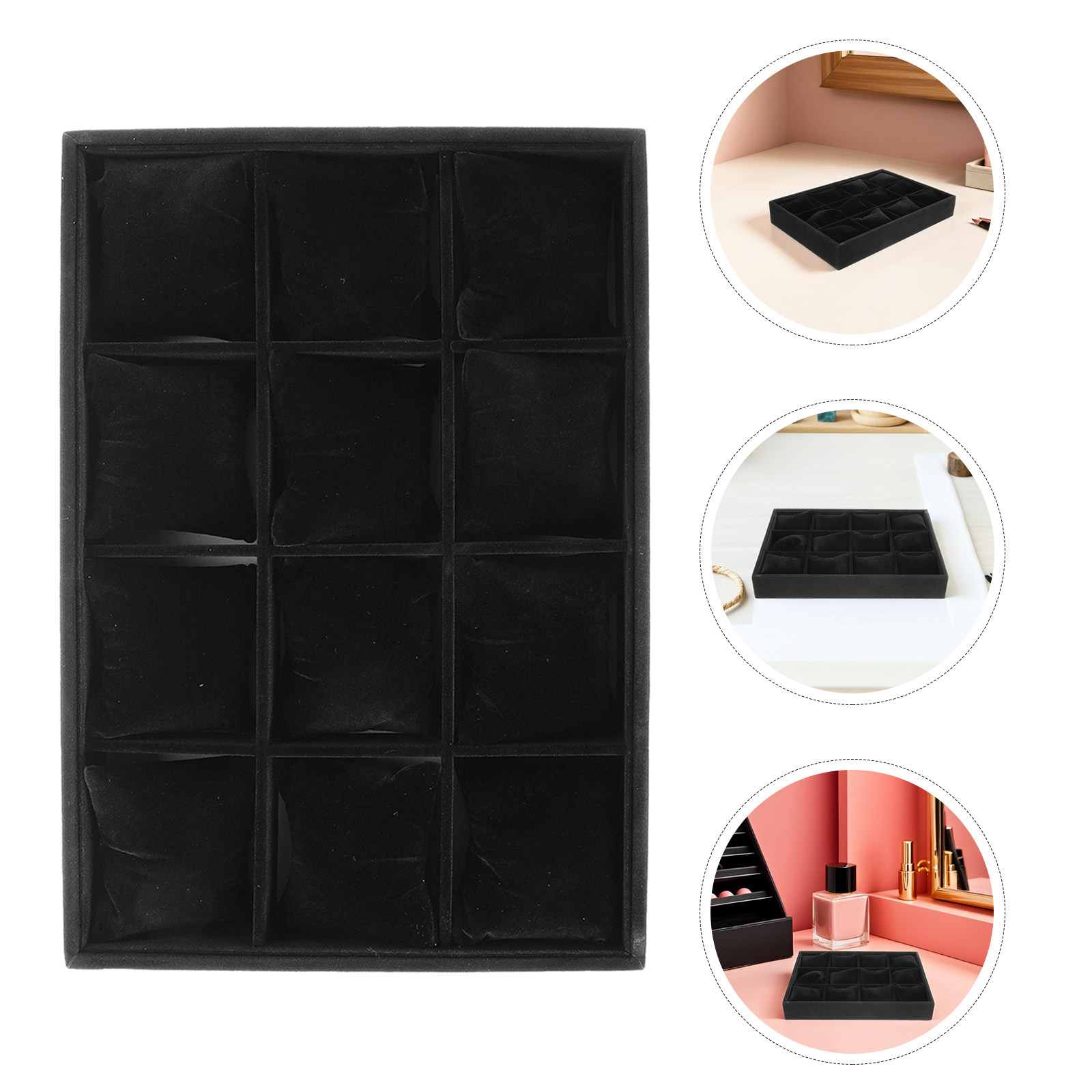 Jewelry Box With Watches - 2Pcs Black Jewelry Organizer Tray 12