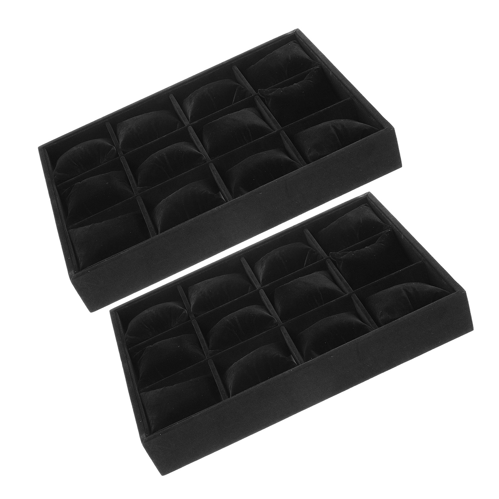 Jewelry Organizer Watches - 2Pcs 12-Slot Black Grid Jewelry Display