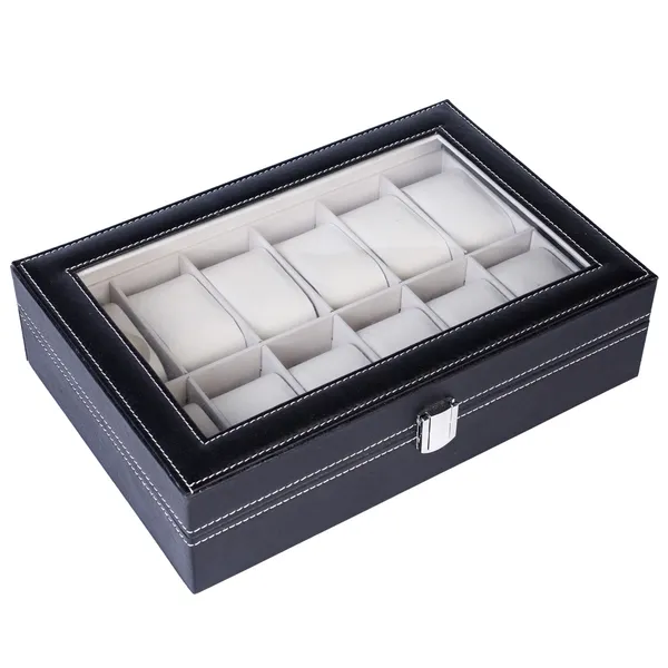 Jewelry Organizer Watches - Elegant Leather Watch Display Case with