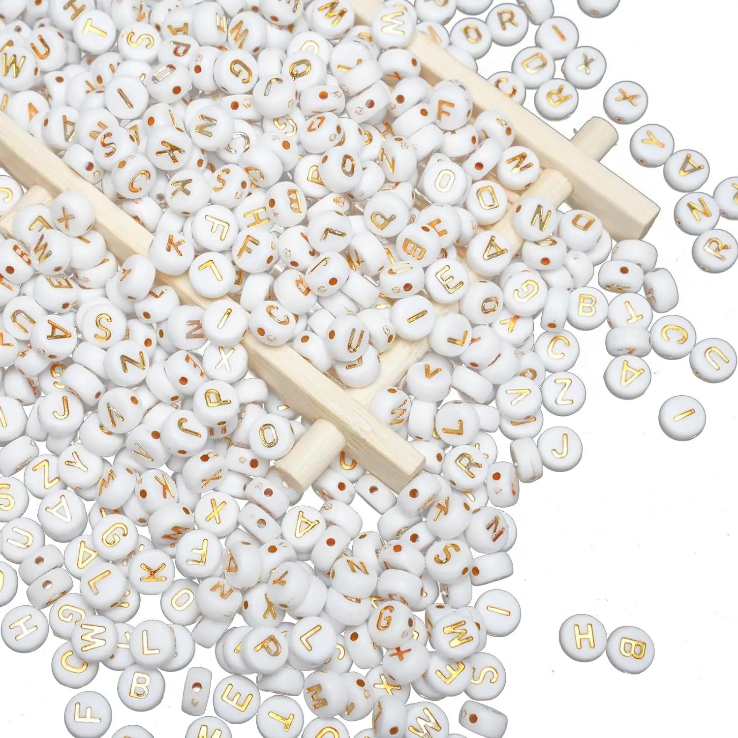 Jewelry Quotes - 1000 letter beads white circular 4x7mm