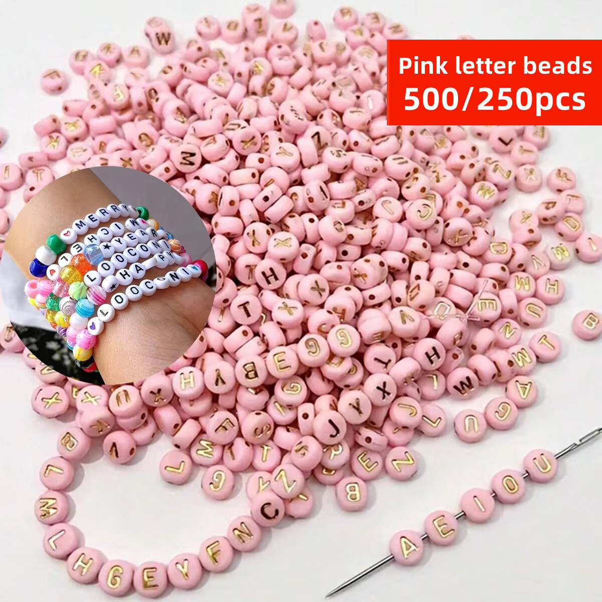 Jewelry Quotes - 500/250pcs 7mm Pink Letter,Valentine's Day Colors,