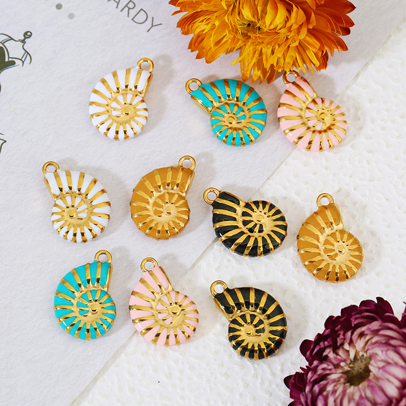 Drop Earrings - 4pcs Stainless Steel Conch Gold Plating