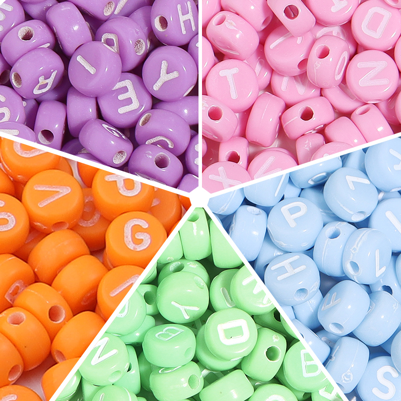 Jewelry Quotes - 100pcs 7mm Acrylic Mixed Letter Beads