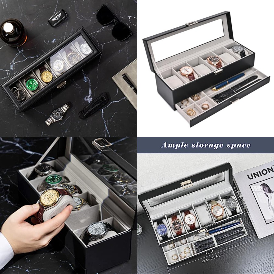 Jewelry Box That Holds Watches - Watch Box, 6 Slot Watches Display