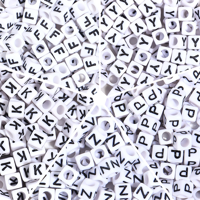 Jewelry Quotes - 50-100Pcs/Lot 10x10mm Square White Letter Acrylic