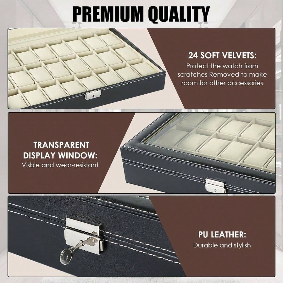 Watch Box 24 Slots Elegant Por - Jewelry Box That Holds Watches reseña y precio