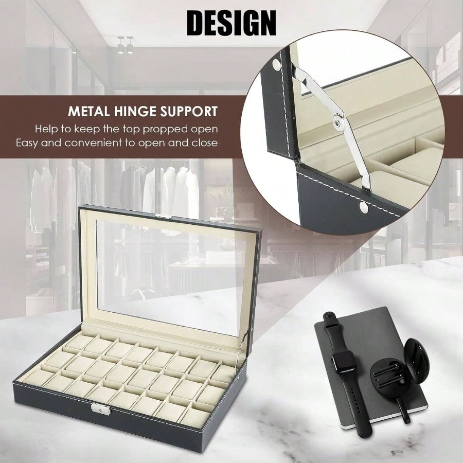 Watch Box 24 Slots Elegant Por - Jewelry Box That Holds Watches reseña y precio