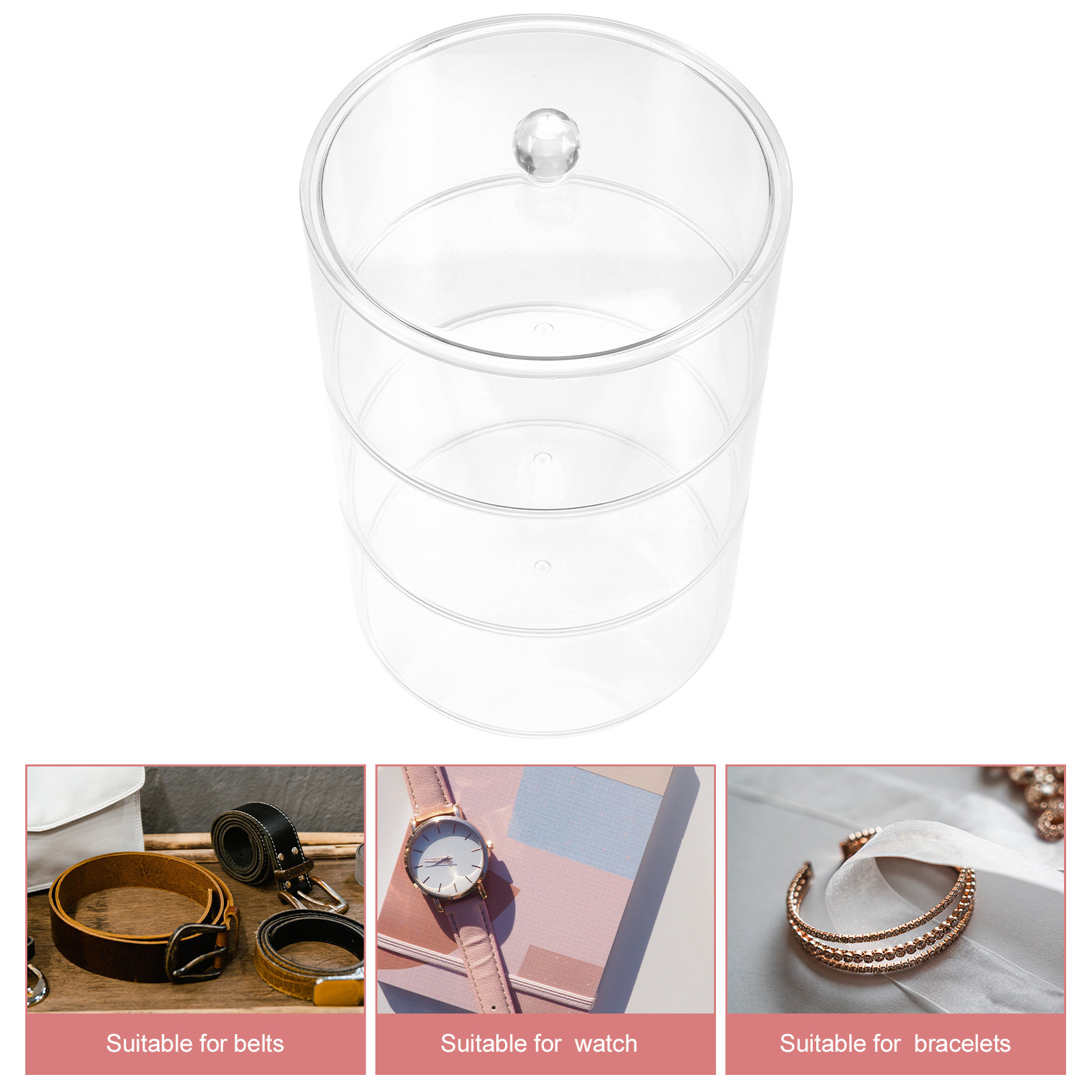 Multi-Level Transparent Acryli - Jewelry Box With Watches reseña y precio
