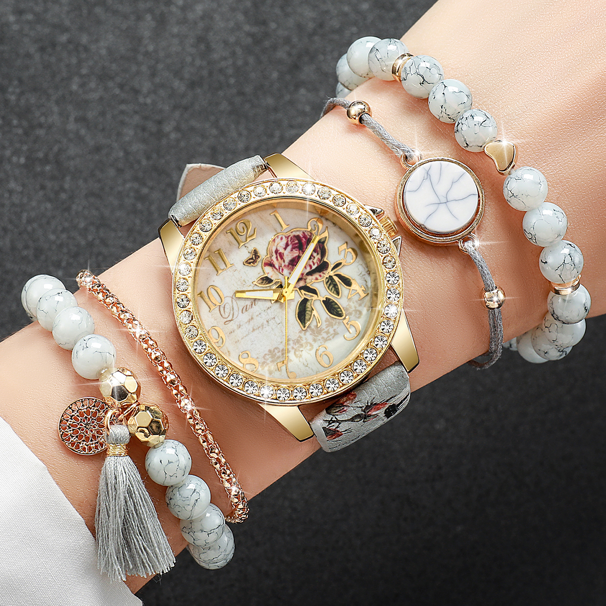 5PCS Fashion Flower Printed Wo - Jewelry Making Watches reseña y precio