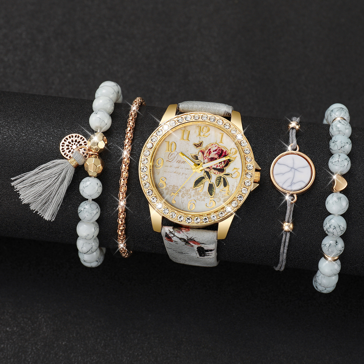 5PCS Fashion Flower Printed Wo - Jewelry Making Watches reseña y precio