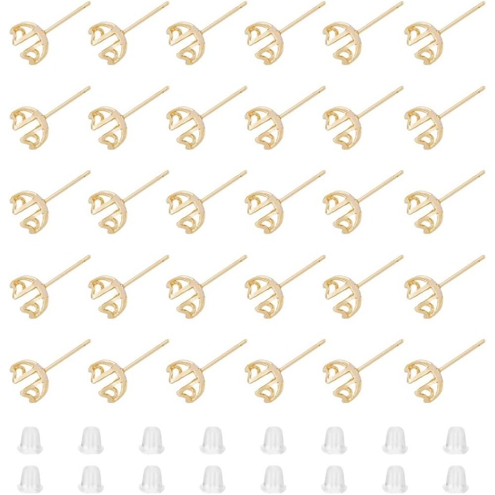 30Pcs Earring Mounting 4-Heart - Pearl Stud Earrings reseña y precio