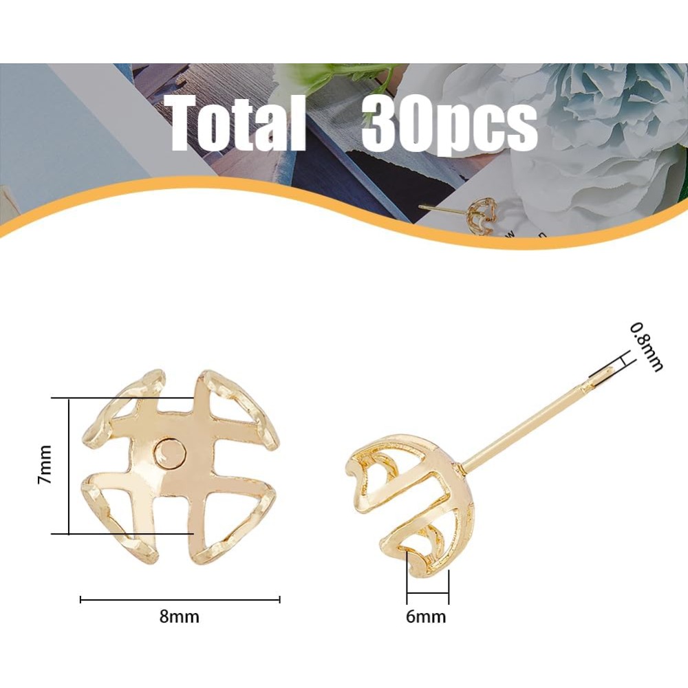 30Pcs Earring Mounting 4-Heart - Pearl Stud Earrings reseña y precio