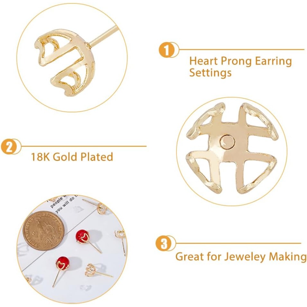 30Pcs Earring Mounting 4-Heart - Pearl Stud Earrings reseña y precio