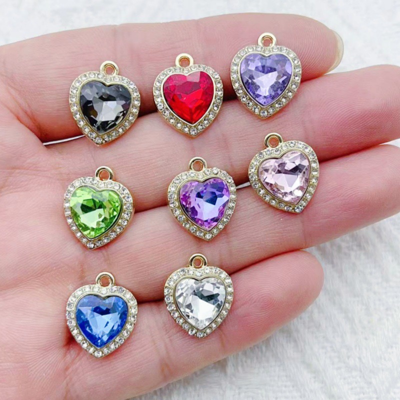 10pcs heart-shaped inlaid colo - The Jewelry & Watches reseña y precio