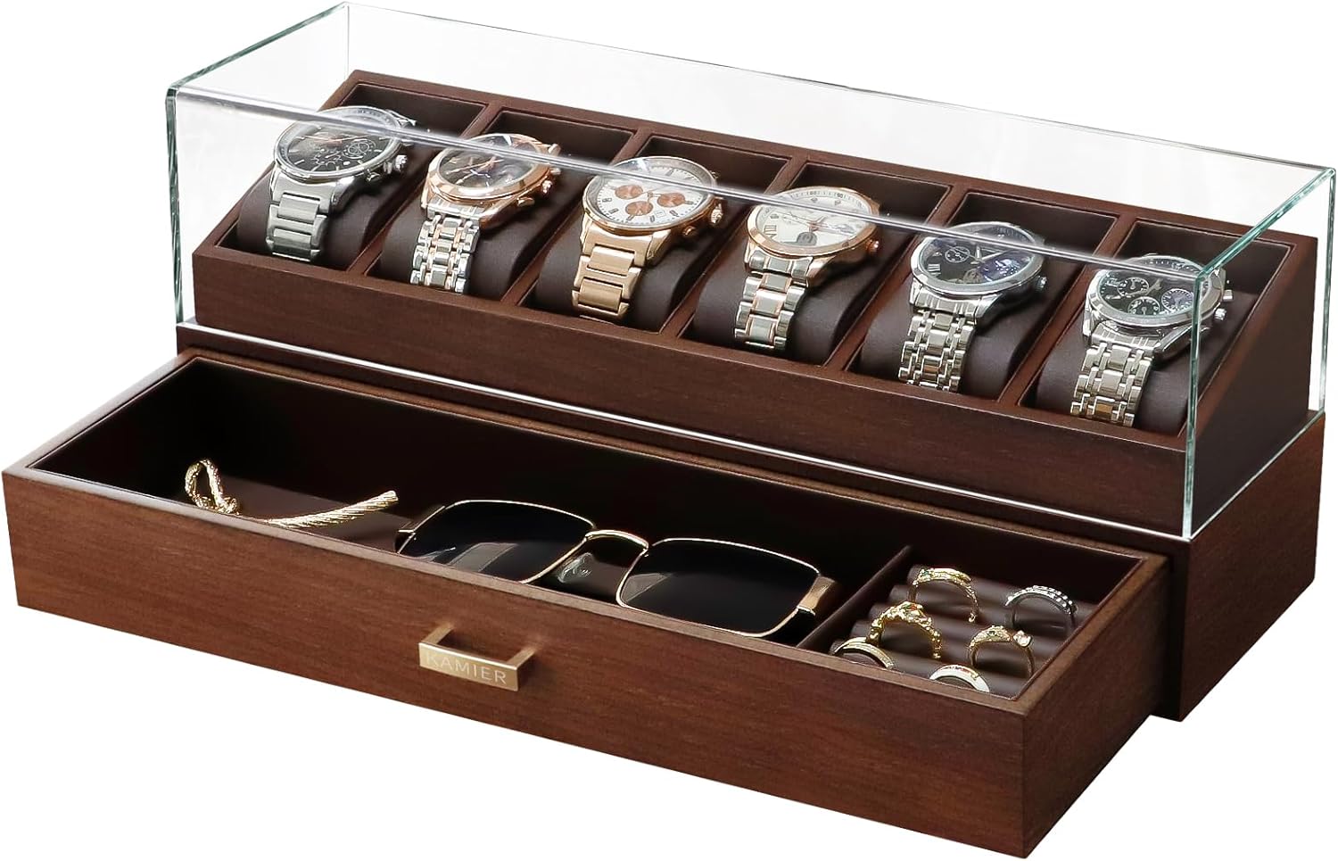 Wooden Watch Box with 6 Slots  - Jewelry Box With Watches reseña y precio