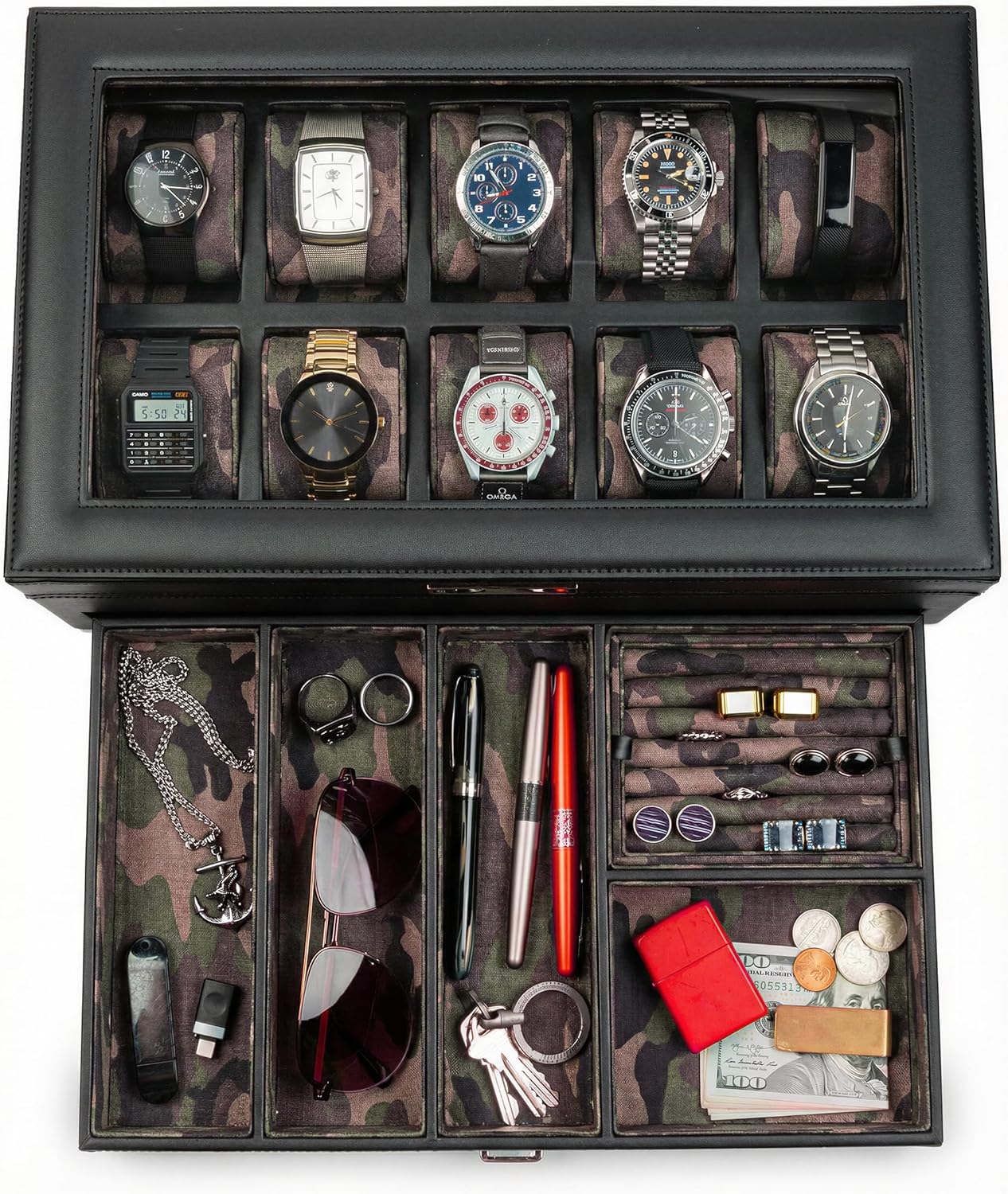 Large Watch Box for Men, 10-Sl - Jewelry Box With Watches reseña y precio