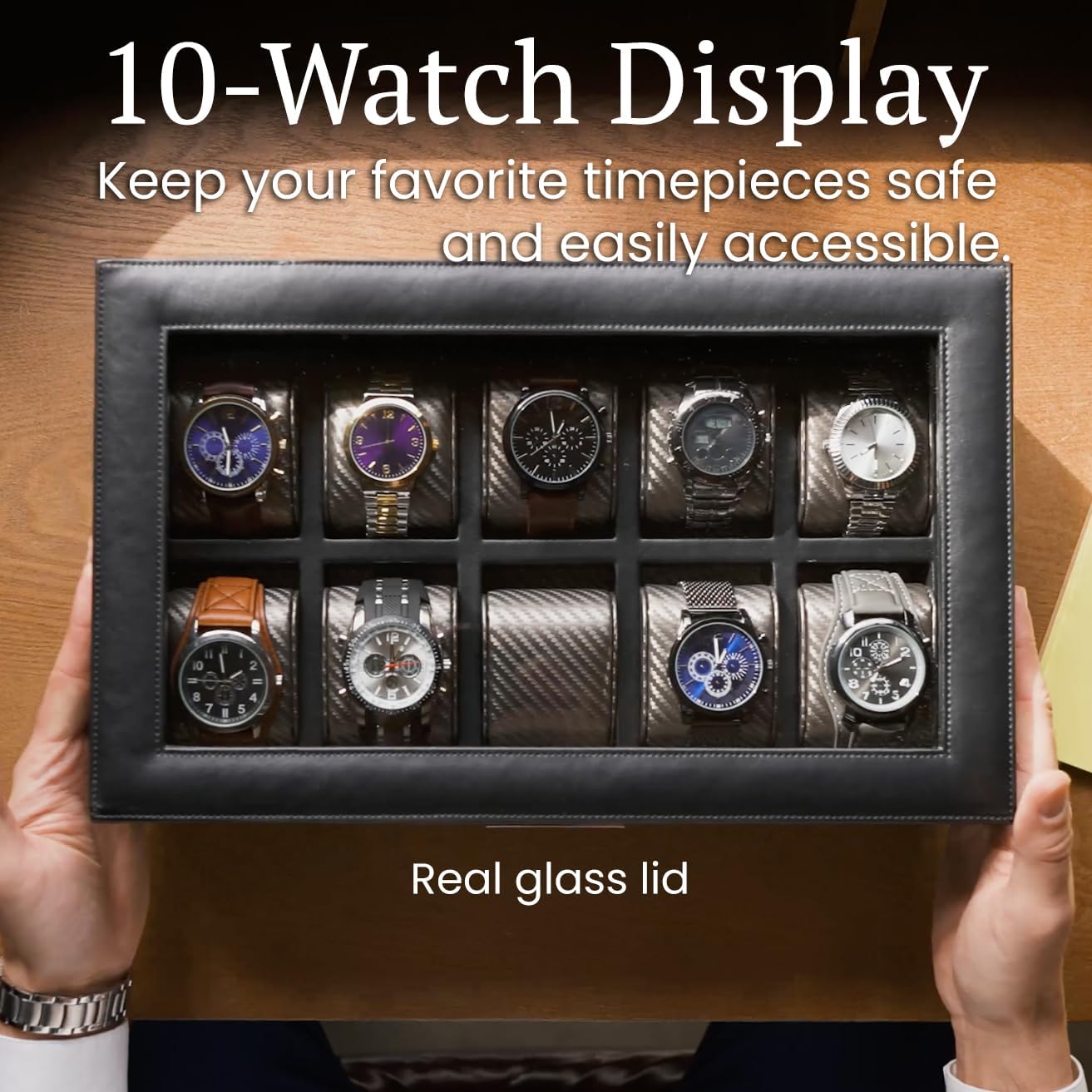Large Watch Box for Men, 10-Sl - Jewelry Box With Watches reseña y precio