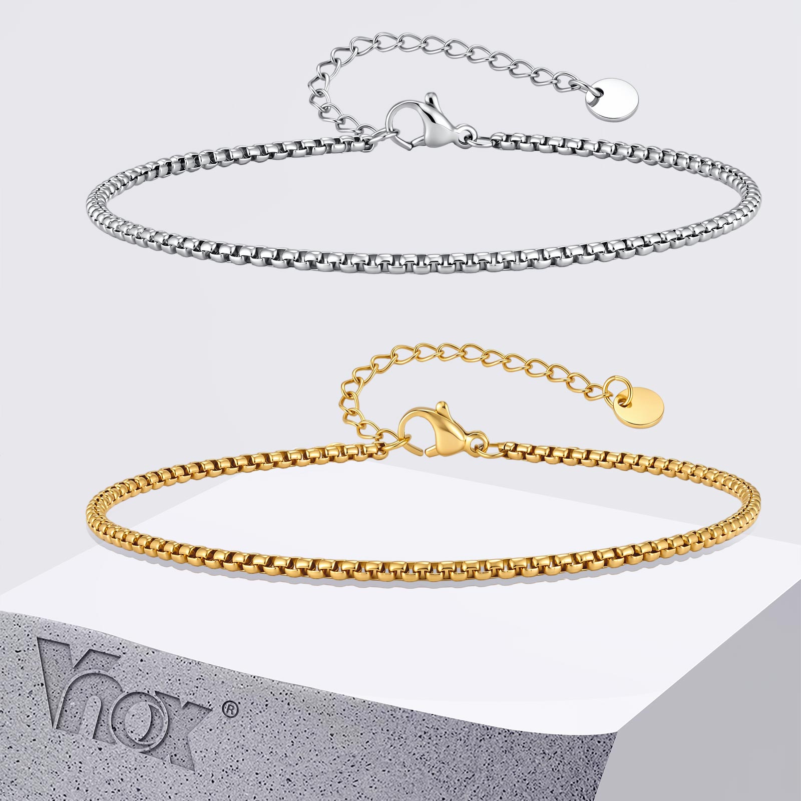 Vnox Stainless Steel Box Chain - Jc Jewelry & Watches reseña y precio