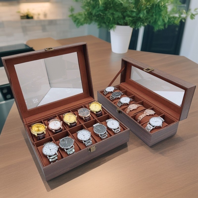 Wood Watch Box 6/10/12 Grids W - Jewelry Box That Holds Watches reseña y precio