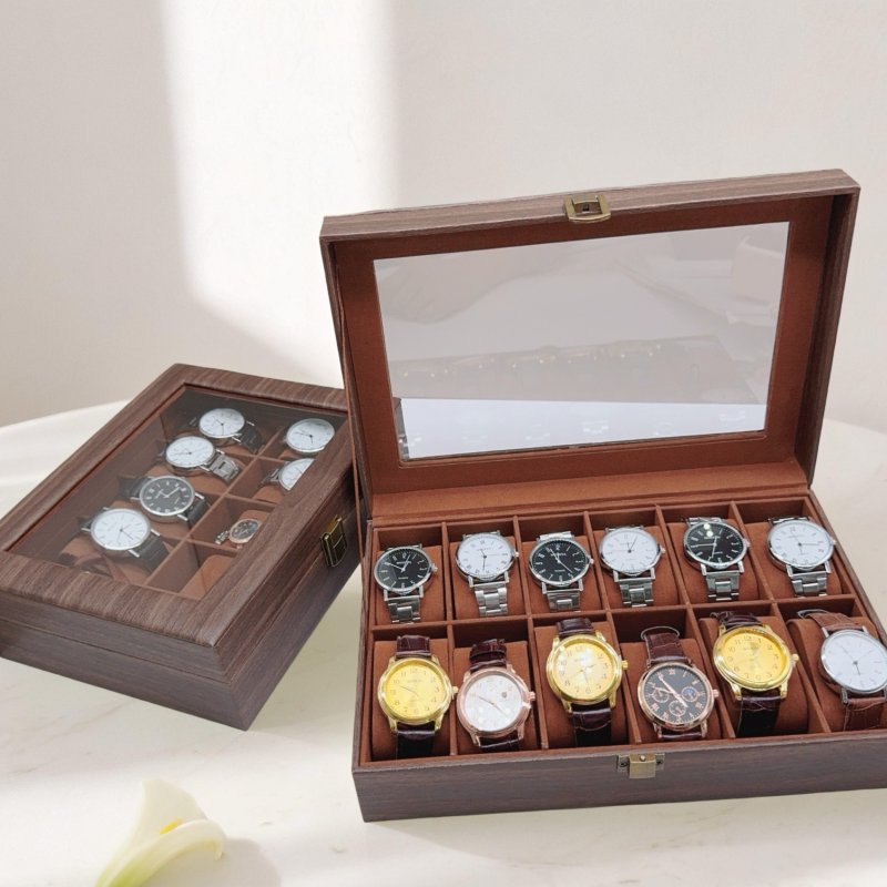 Wood Watch Box 6/10/12 Grids W - Jewelry Box That Holds Watches reseña y precio