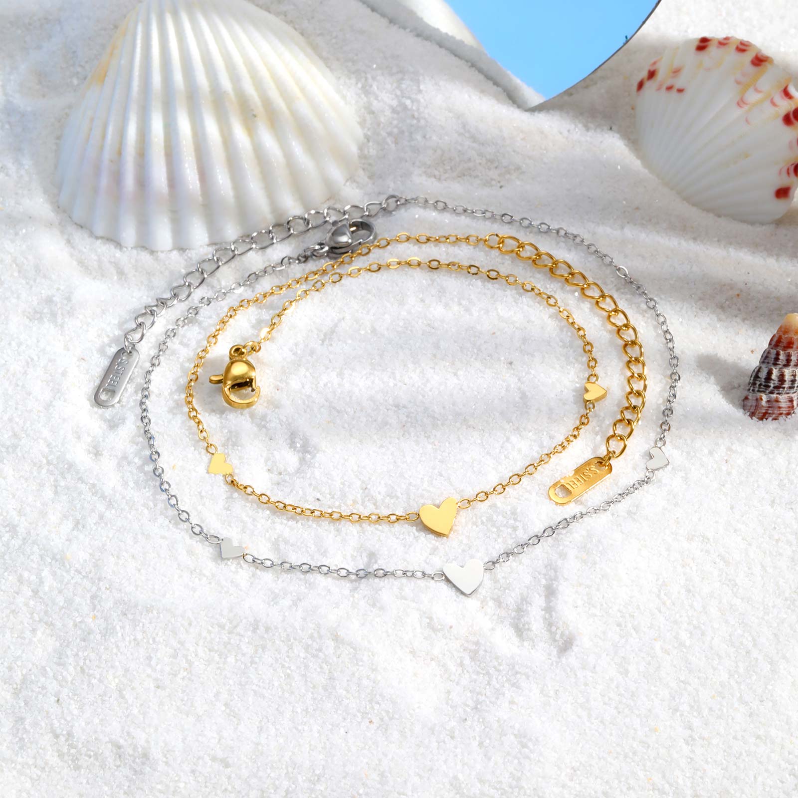 Stainless Steel Heart Anklets  - Jc Jewelry & Watches reseña y precio