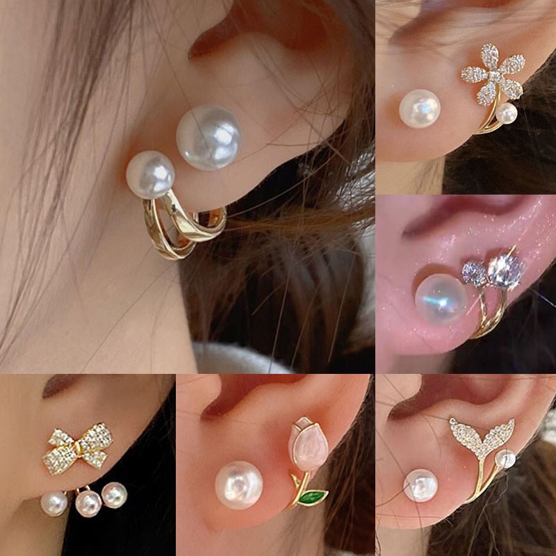 925 Silver Needle Korean Fashi - Pearl Stud Earrings reseña y precio