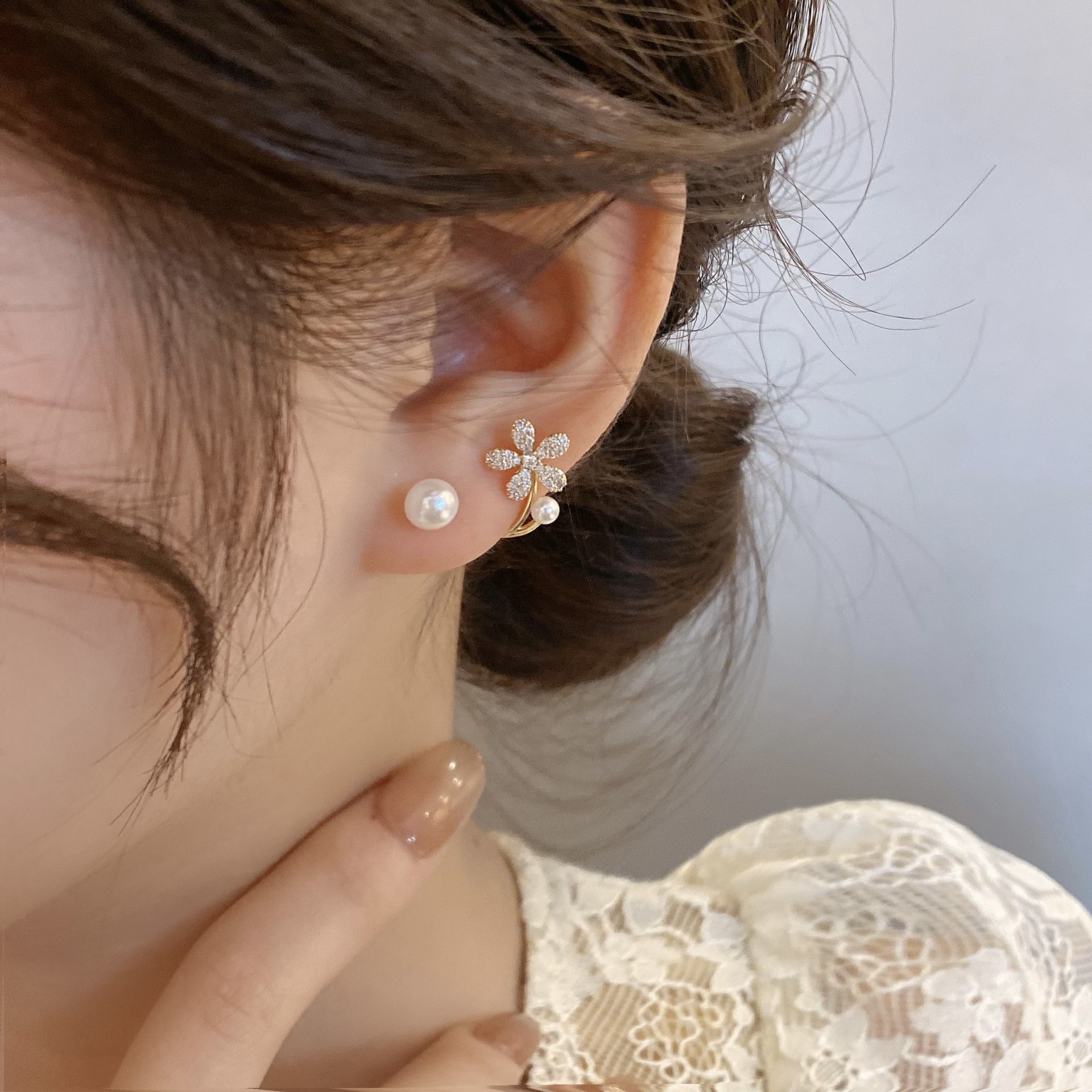 925 Silver Needle Korean Fashi - Pearl Stud Earrings reseña y precio