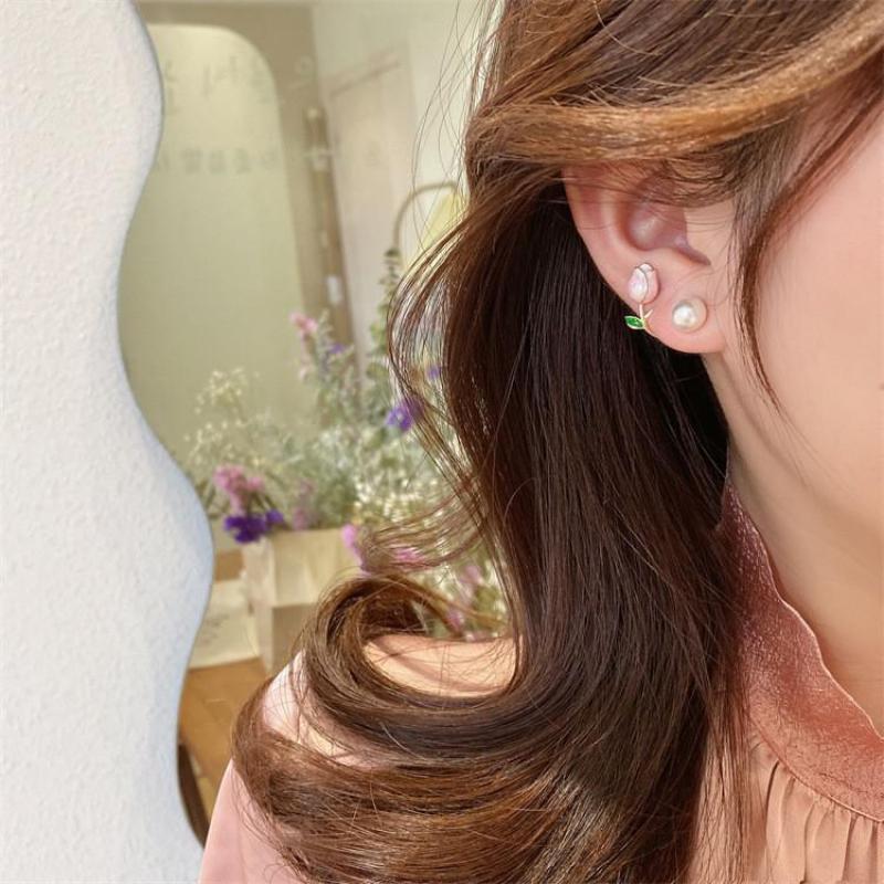 925 Silver Needle Korean Fashi - Pearl Stud Earrings reseña y precio