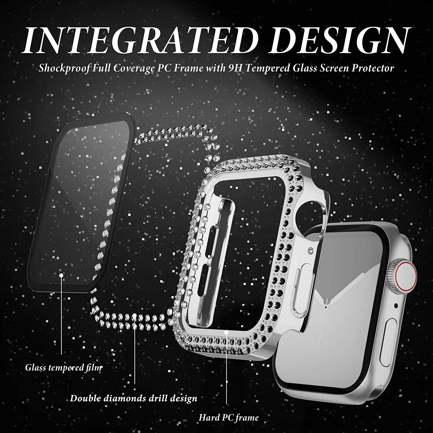 Glass+Diamond Cover For Apple  - Jewelry Smart Watches reseña y precio