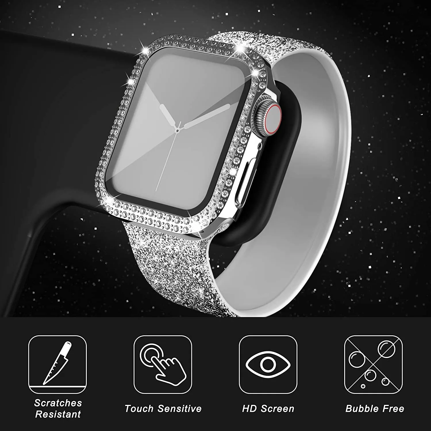 Glass+Diamond Cover For Apple  - Jewelry Smart Watches reseña y precio