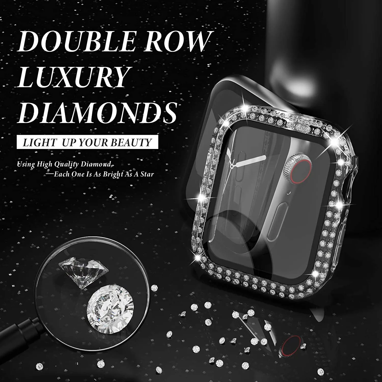 Glass+Diamond Cover For Apple  - Jewelry Smart Watches reseña y precio