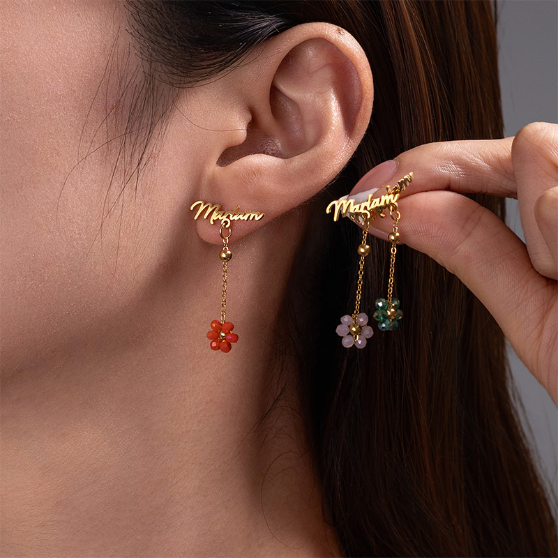 Auxauxme Custom Name Earrings  - Pearl Stud Earrings reseña y precio