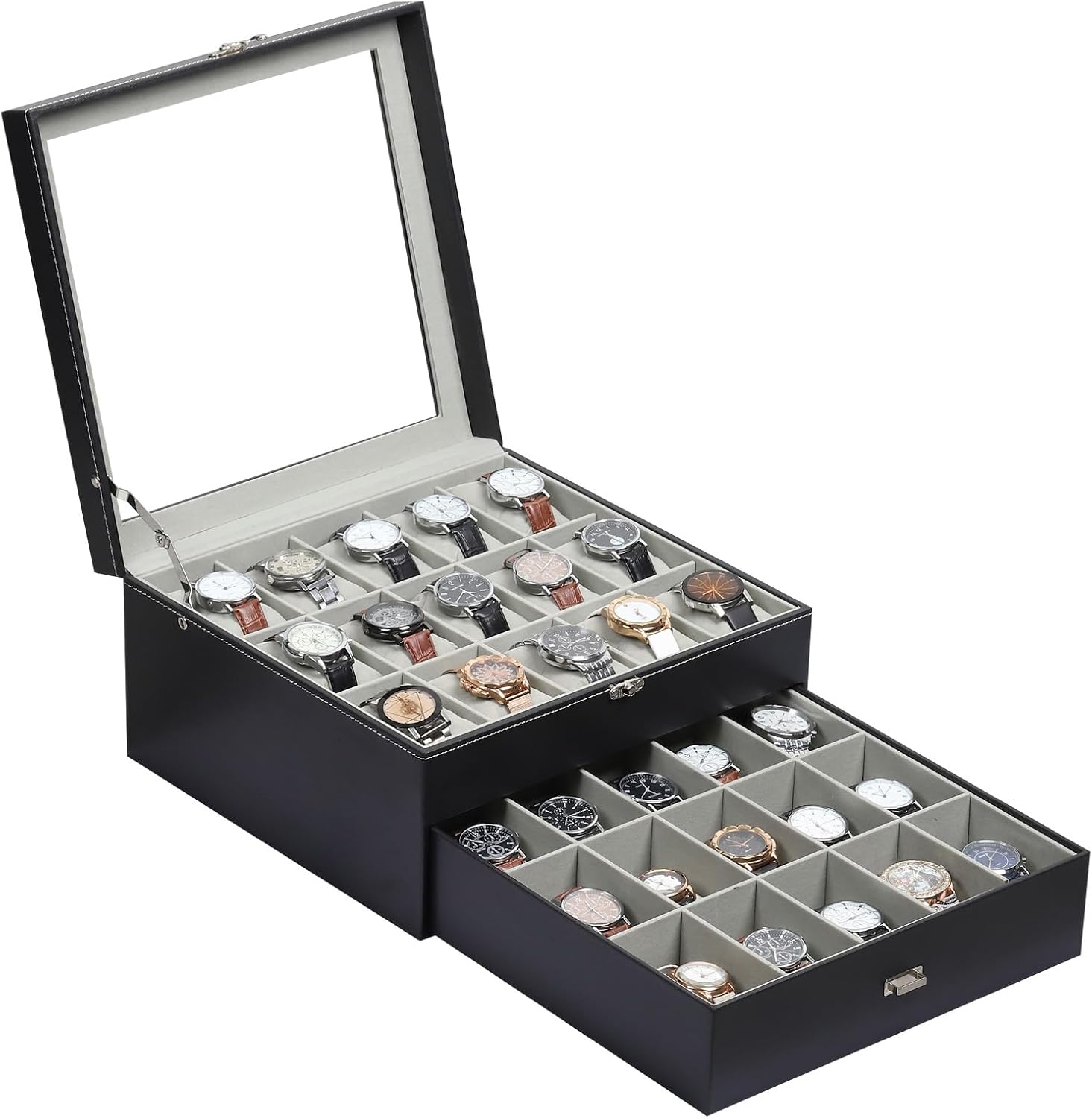 Watch Box Organizer with Glass - Jewelry Box That Holds Watches reseña y precio