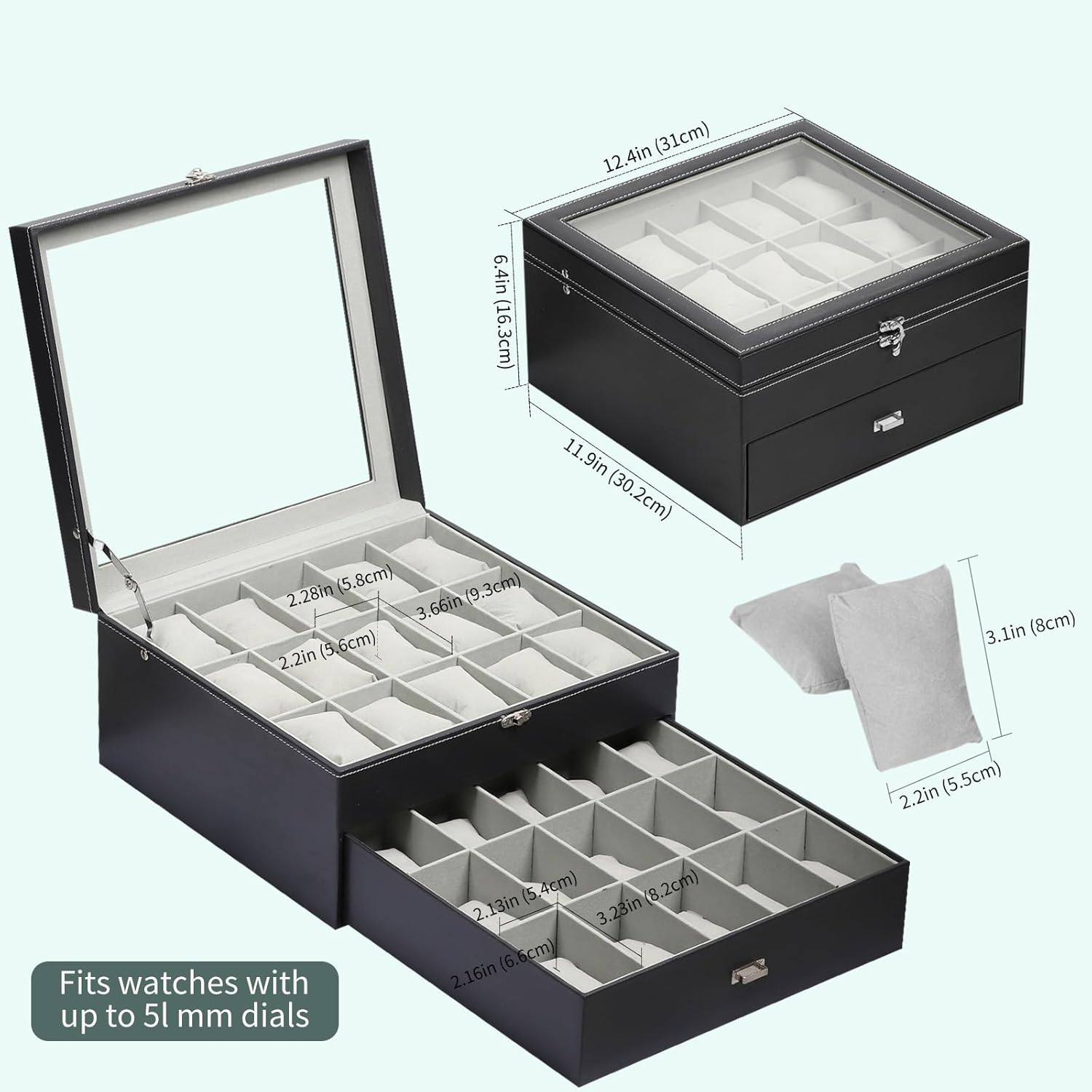 Watch Box Organizer with Glass - Jewelry Box That Holds Watches reseña y precio