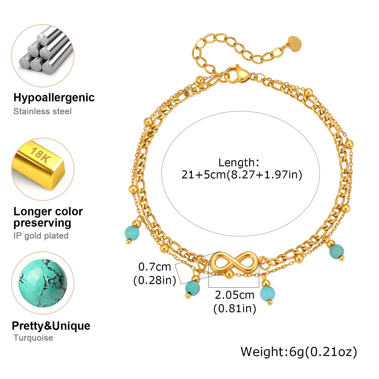 Vnox New Boho Double Layered I - Jc Jewelry & Watches reseña y precio