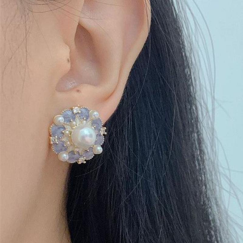 925 Silver Needle Vintage Purp - Pearl Stud Earrings reseña y precio