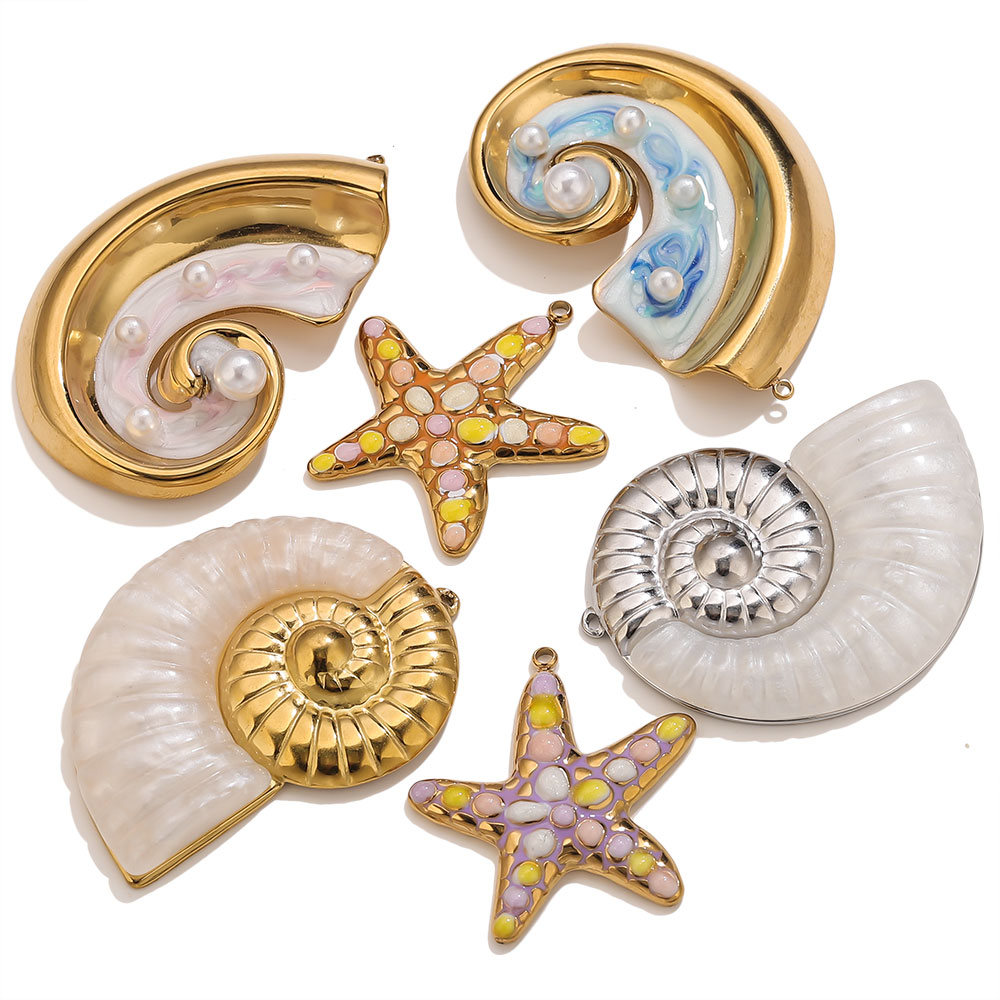 2PCS Pearl Conch Starfish Stai - Pearl Stud Earrings reseña y precio