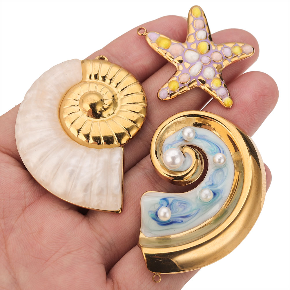 2PCS Pearl Conch Starfish Stai - Pearl Stud Earrings reseña y precio