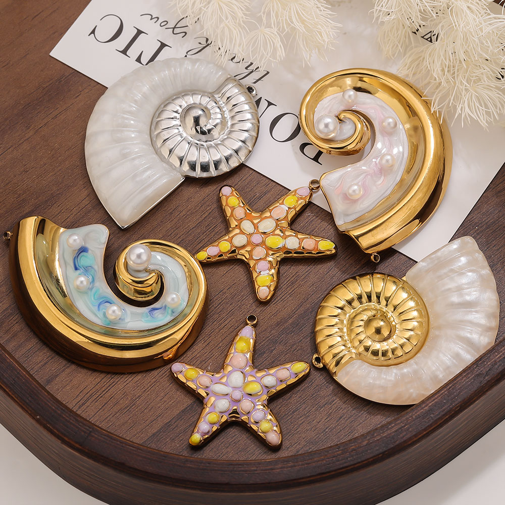 2PCS Pearl Conch Starfish Stai - Pearl Stud Earrings reseña y precio