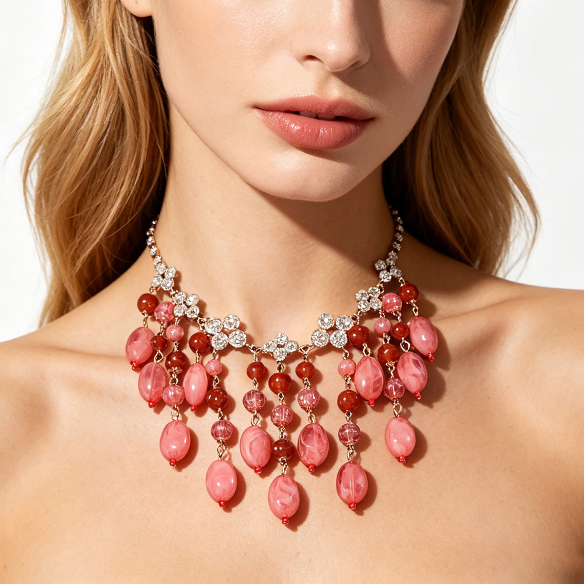 Trendy Pink Red Teardrop Beade - The Jewelry & Watches reseña y precio
