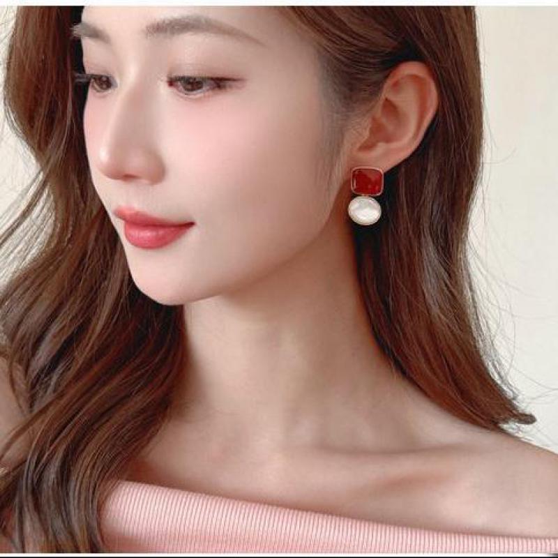 925 Silver Needle Vintage Red  - Pearl Stud Earrings reseña y precio