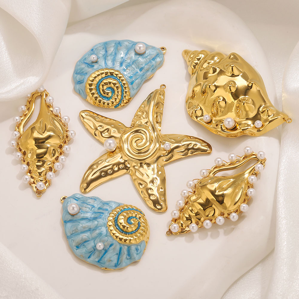 1pcs Large Conch Starfish Shel - Pearl Stud Earrings reseña y precio