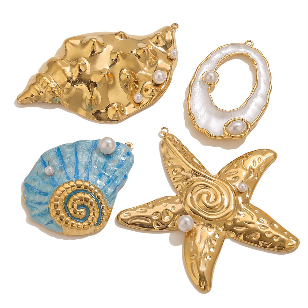 1pcs Large Conch Starfish Shel - Pearl Stud Earrings reseña y precio