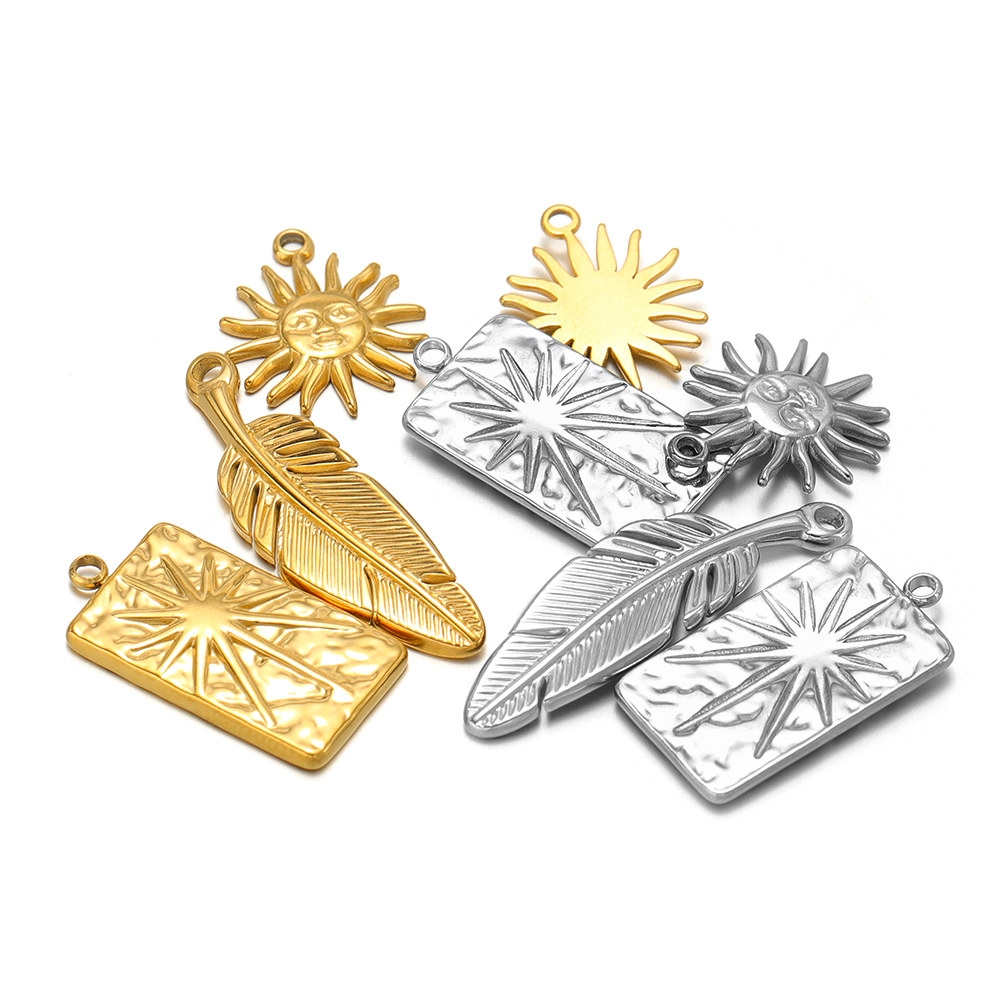 5Pcs Feather Tag Sun Flower Ch - Drop Earrings reseña y precio