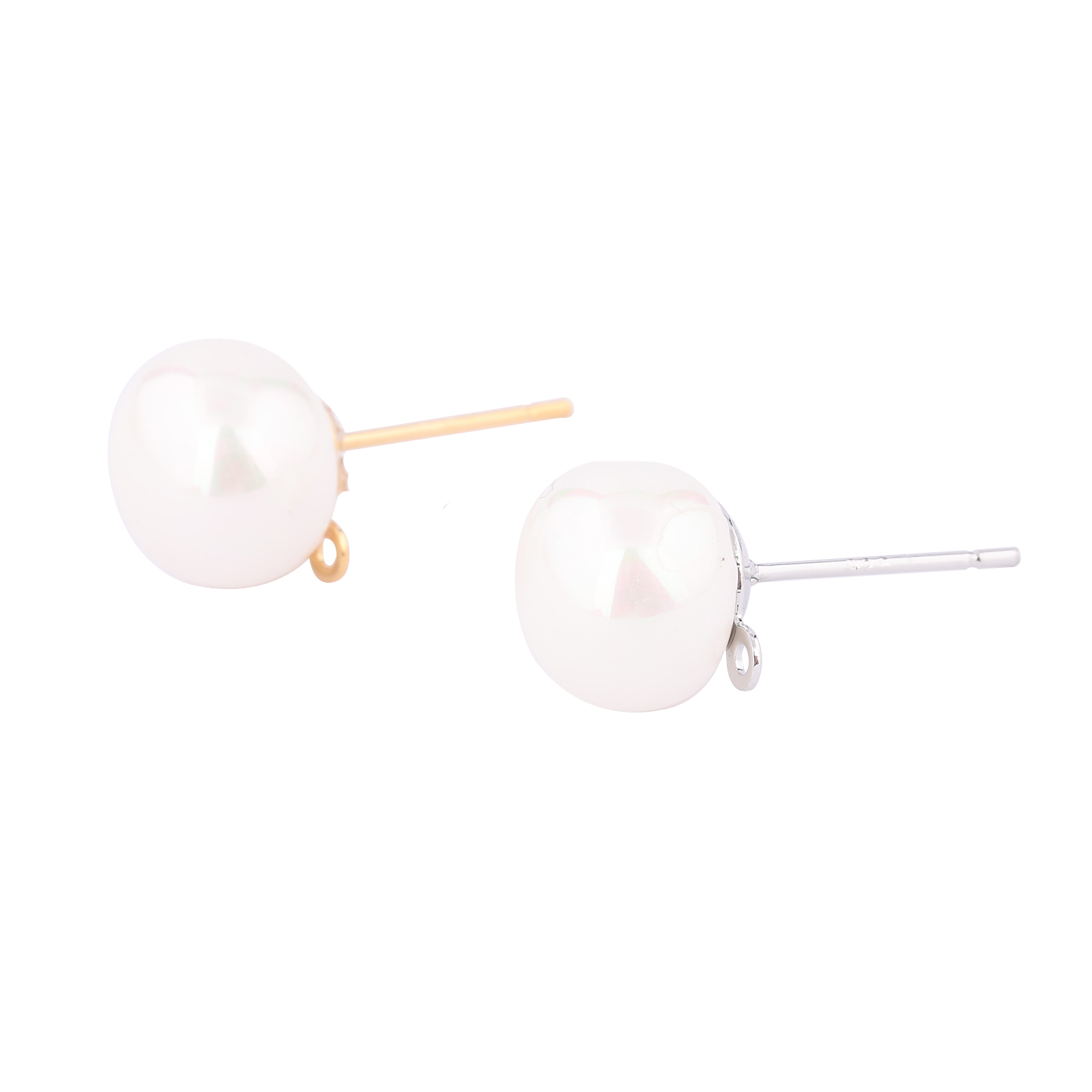 10pcs Copper White K Gold Plat - Pearl Stud Earrings reseña y precio