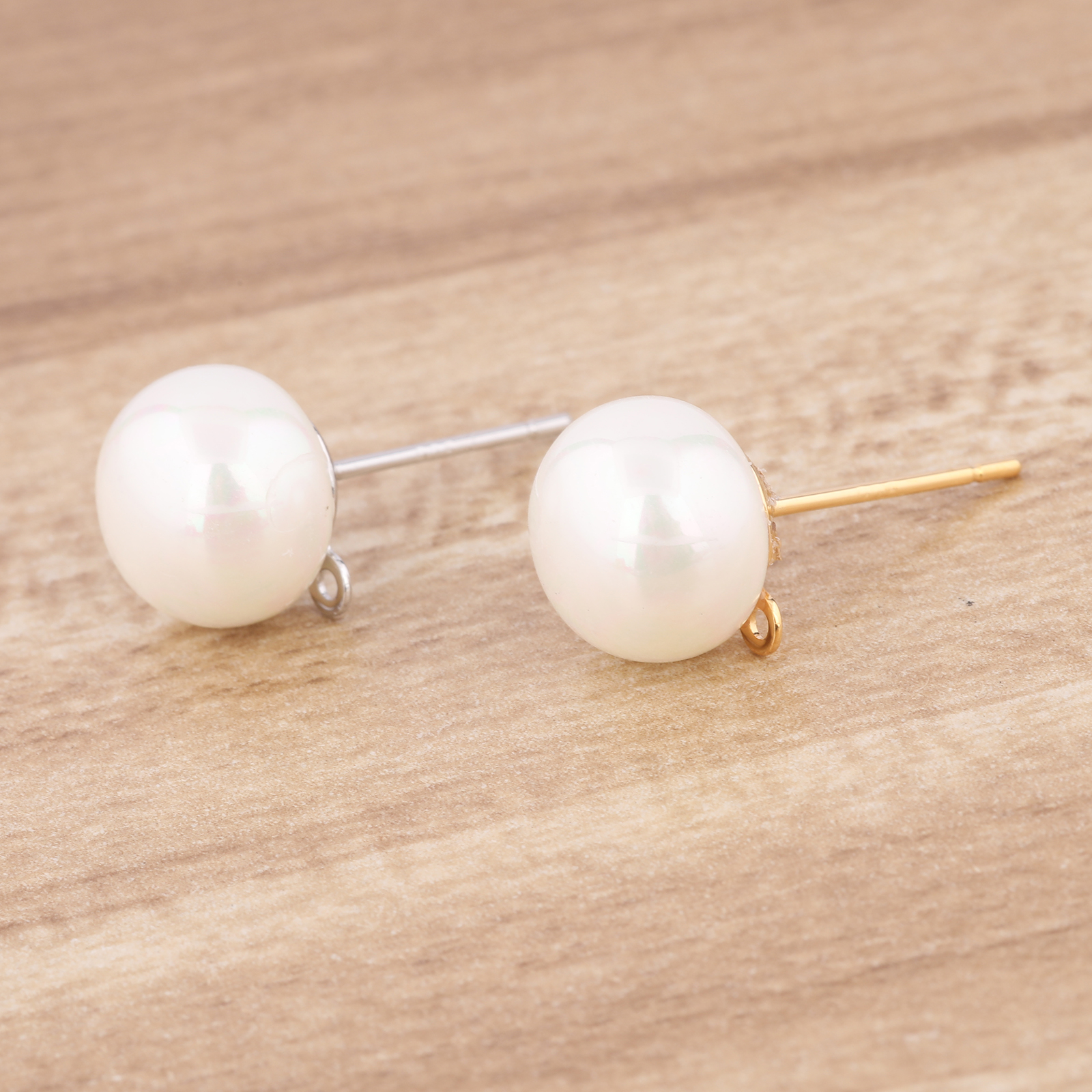 10pcs Copper White K Gold Plat - Pearl Stud Earrings reseña y precio