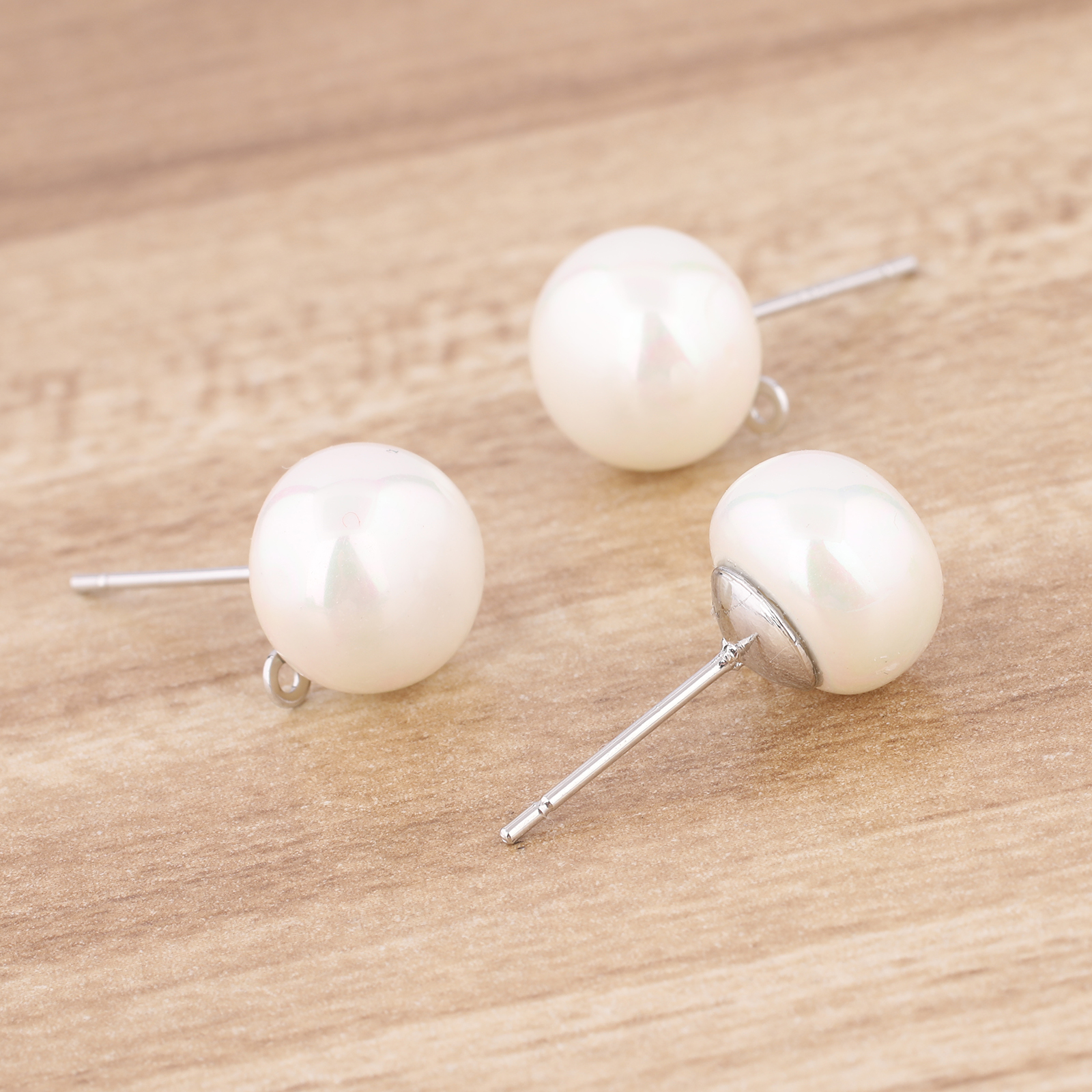 10pcs Copper White K Gold Plat - Pearl Stud Earrings reseña y precio