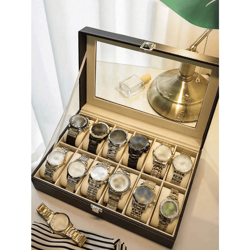 1pc Big Capacity Leather Watch - Jewelry Box With Watches reseña y precio