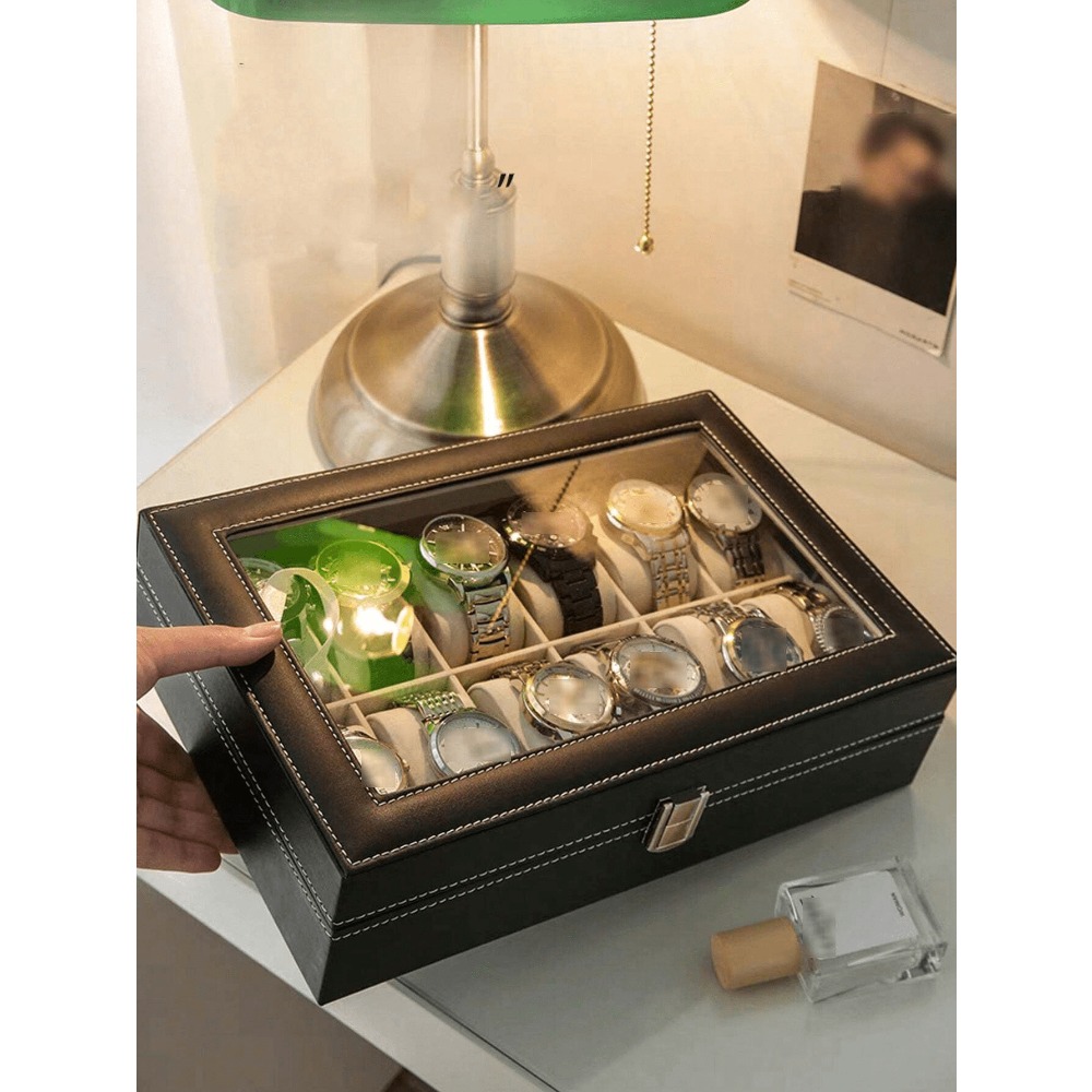 1pc Big Capacity Leather Watch - Jewelry Box With Watches reseña y precio